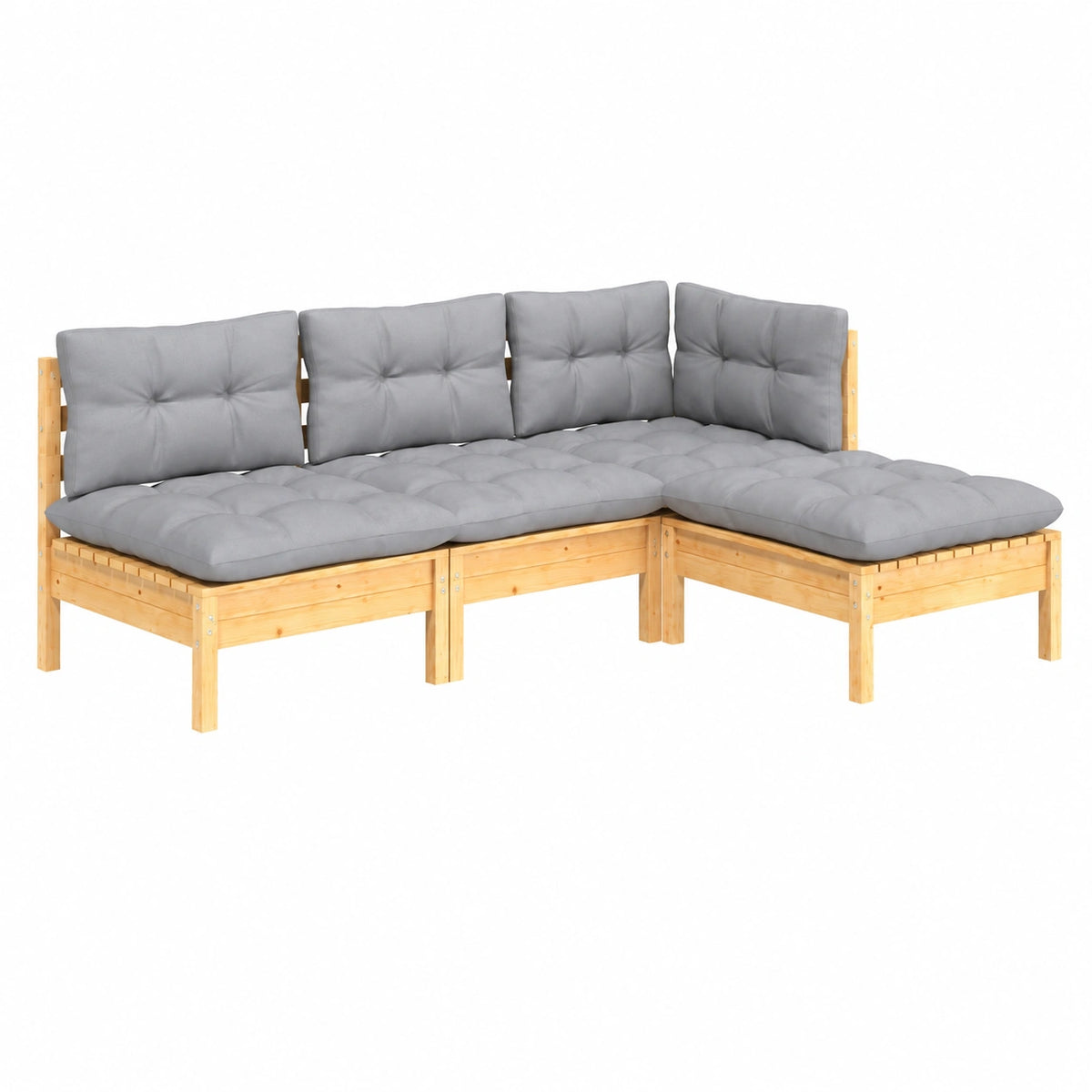 Salon de jardin, coloris gris, 4 pièces, pour la terrasse ou le jardin