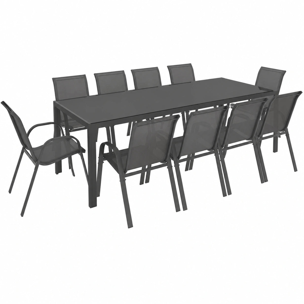 Salon de jardin, coloris gris et anthracite, pour la terrasse ou le jardin
