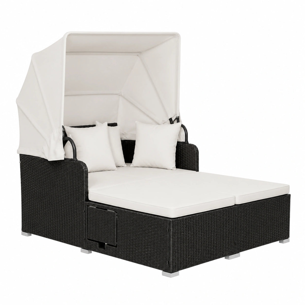 Canapé convertible, 2 places, avec rangement, coloris beige, pour le salon ou la chambre d’amis