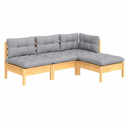 Salon de jardin, coloris gris, 4 pièces, pour la terrasse ou le jardin