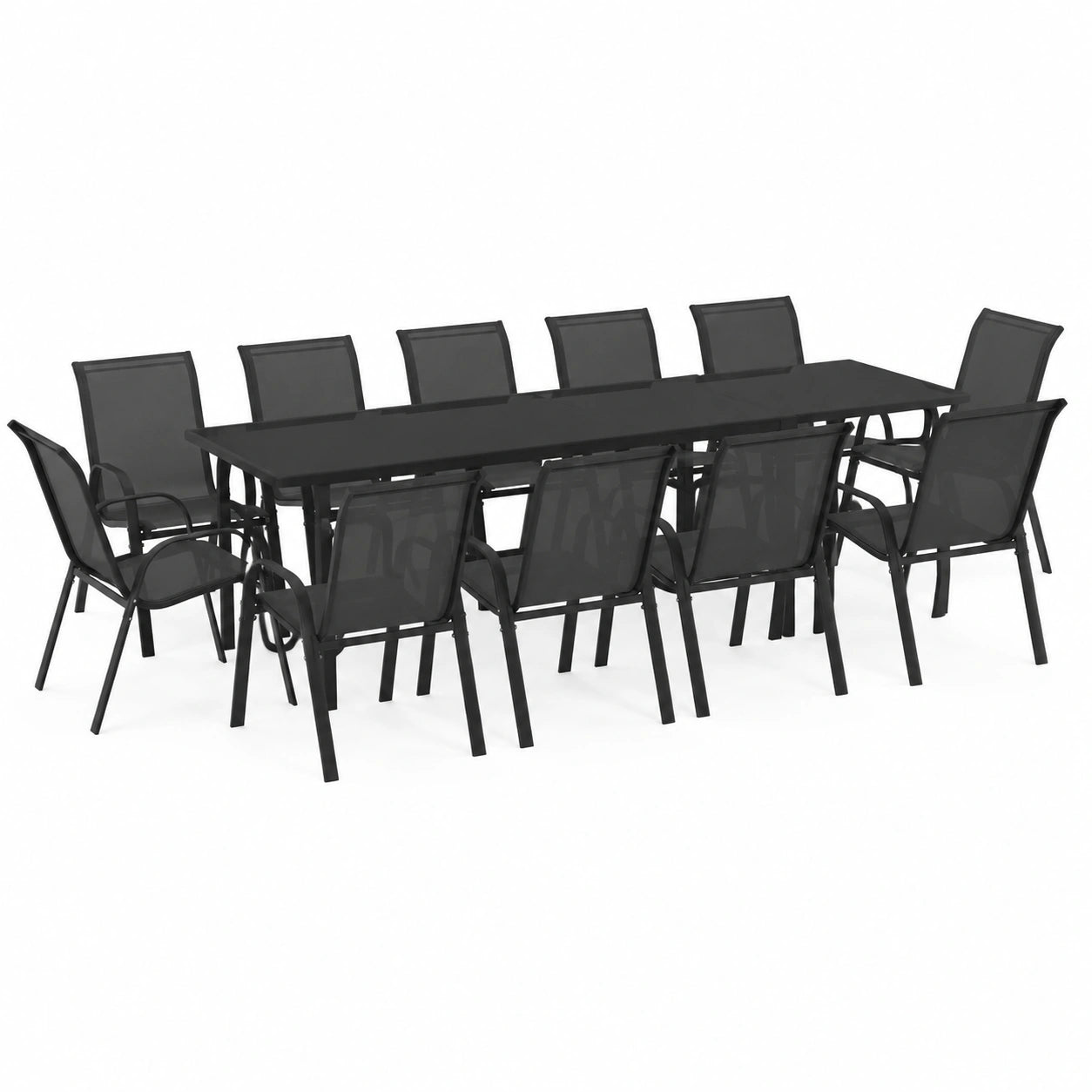 Salon de jardin, extensible, coloris noir, pour la terrasse ou le jardin