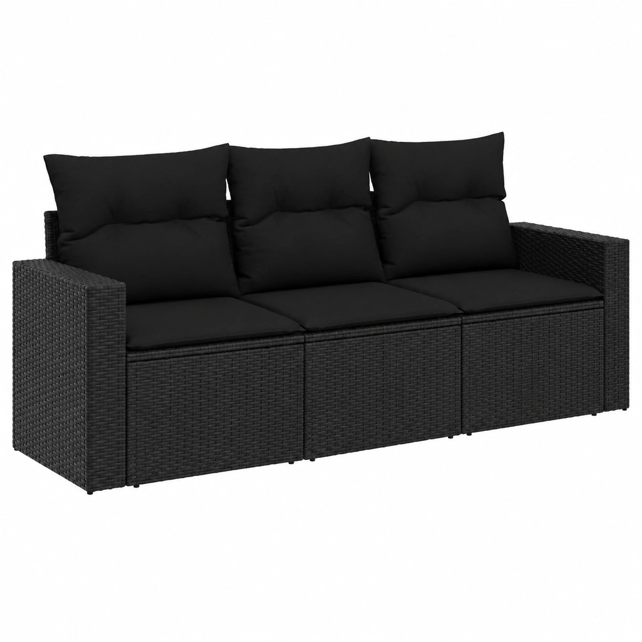 Salon de jardin, réglable, en résine tressée, 3 pièces, coloris noir, pour la terrasse ou le jardin