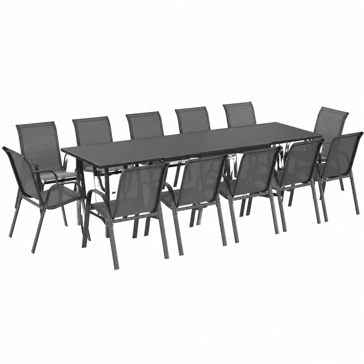 Salon de jardin, extensible, coloris gris et anthracite, pour la terrasse ou le jardin