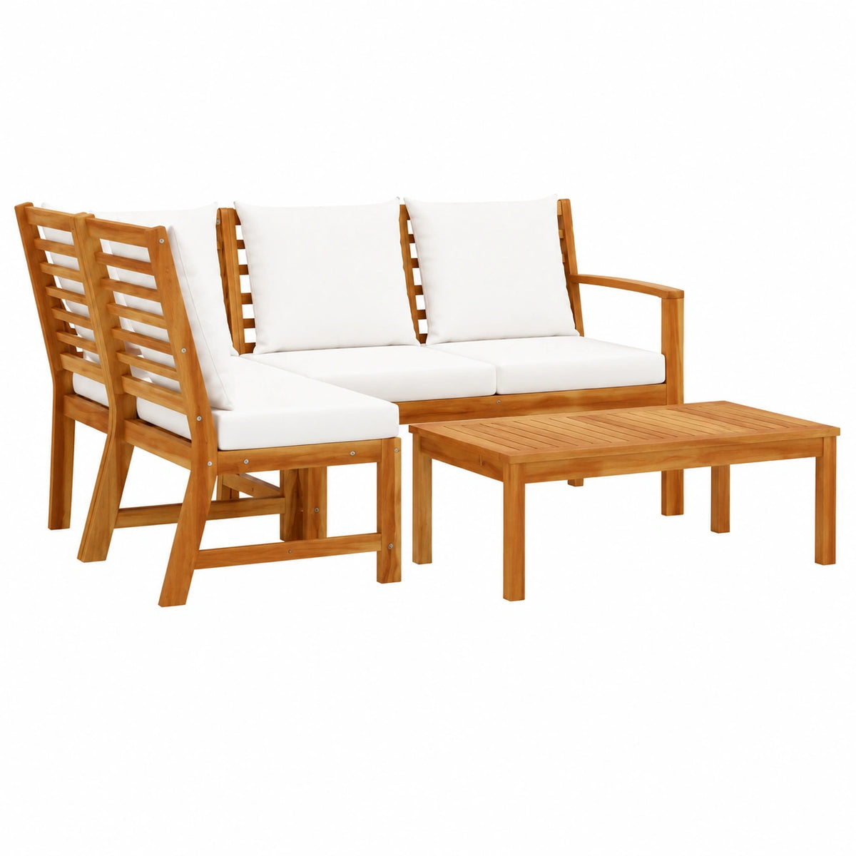 Salon de jardin, coloris crème, 4 pièces, pour la terrasse ou le jardin
