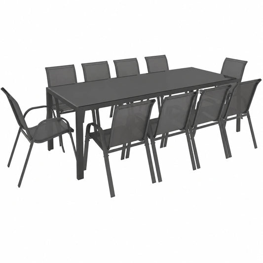 Salon de jardin, coloris gris et anthracite, pour la terrasse ou le jardin