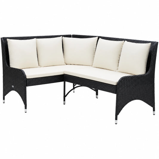 Salon de jardin, en résine tressée, 2 pièces, coloris noir, pour la terrasse ou le jardin