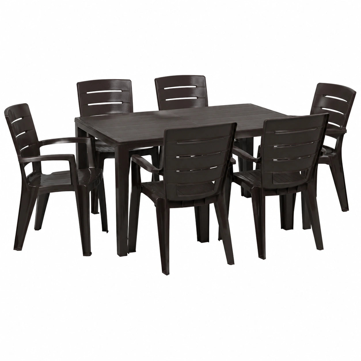 Salon de jardin, 6 places, en acier, pour la terrasse ou le jardin