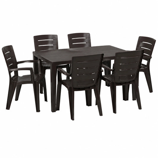 Salon de jardin, 6 places, en acier, pour la terrasse ou le jardin