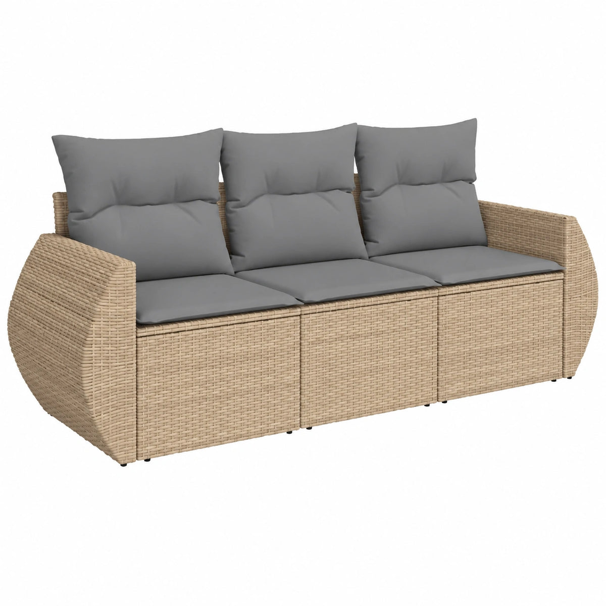 Salon de jardin, en résine tressée, 3 pièces, coloris beige, pour la terrasse ou le jardin