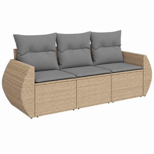 Salon de jardin, en résine tressée, 3 pièces, coloris beige, pour la terrasse ou le jardin