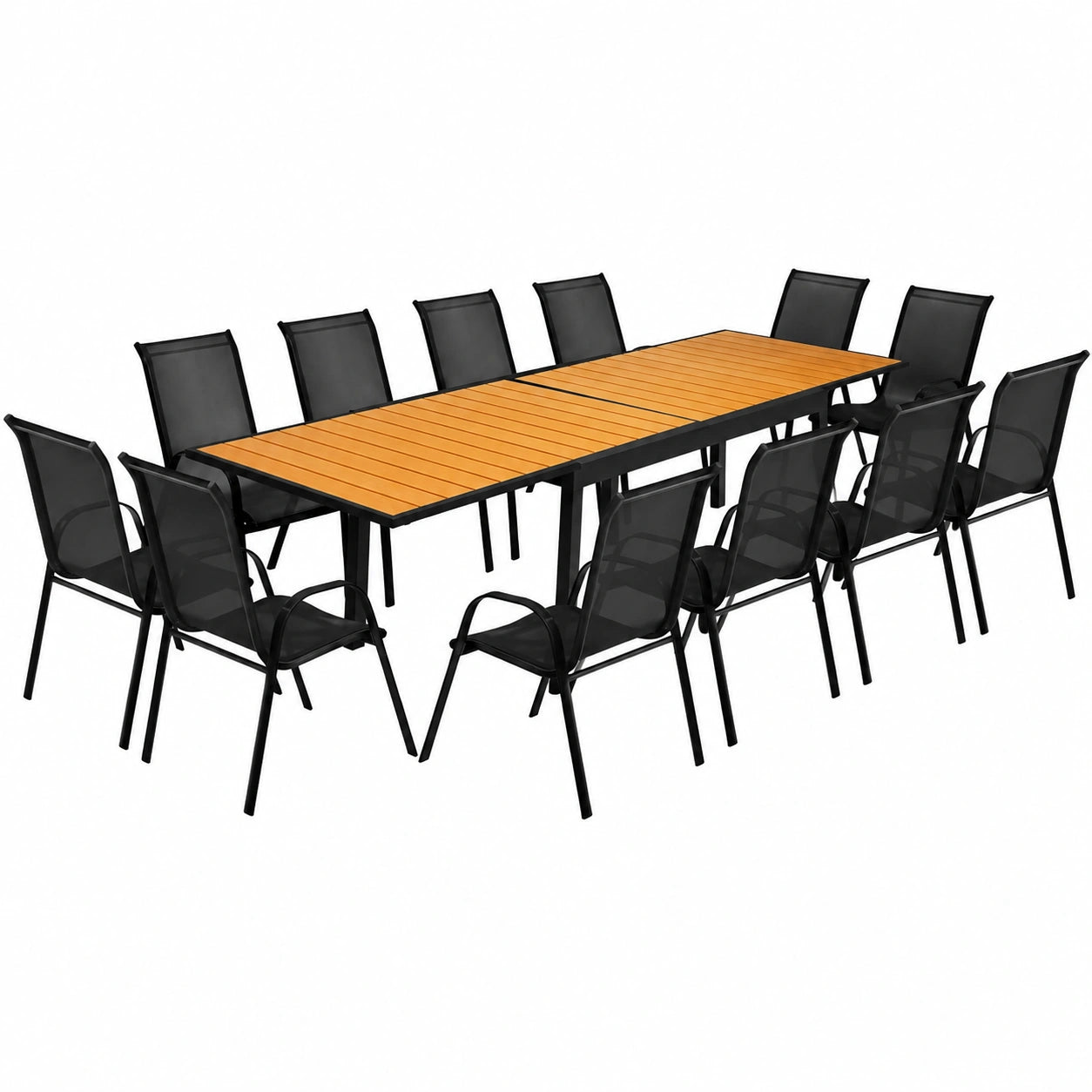 Salon de jardin, extensible, coloris noir, pour la terrasse ou le jardin