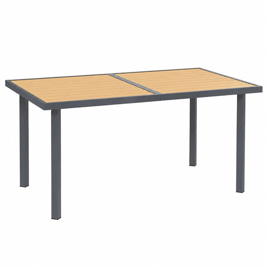 Table à manger, en acier, 6 places, 150 x 90 x 72 cm, coloris naturel, pour la salle à manger