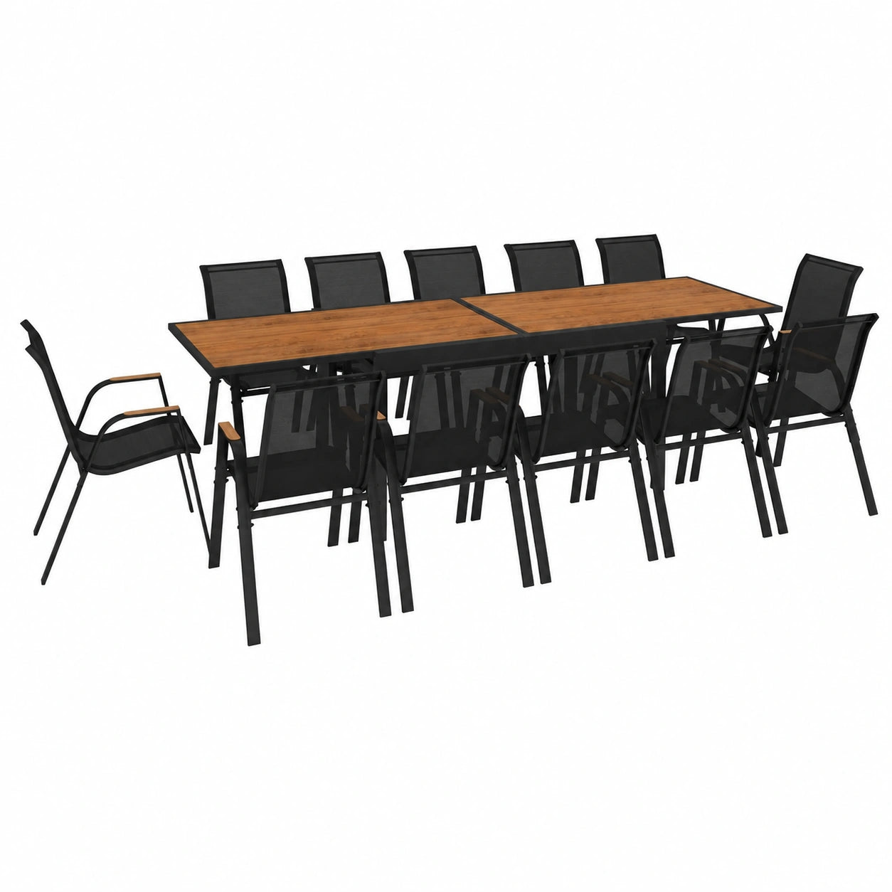 Salon de jardin, extensible, coloris noir, pour la terrasse ou le jardin